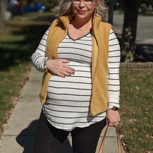 Old Navy Maternity Striped White Black Long Sleeve